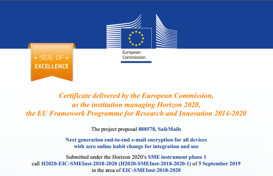 European Commission Seal of Excellence 2019 - SafeMails Project